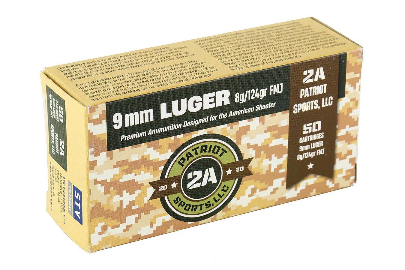 PATRIOTS SPORTS LLC 9mm 124gr FMJ 2A 50/Box